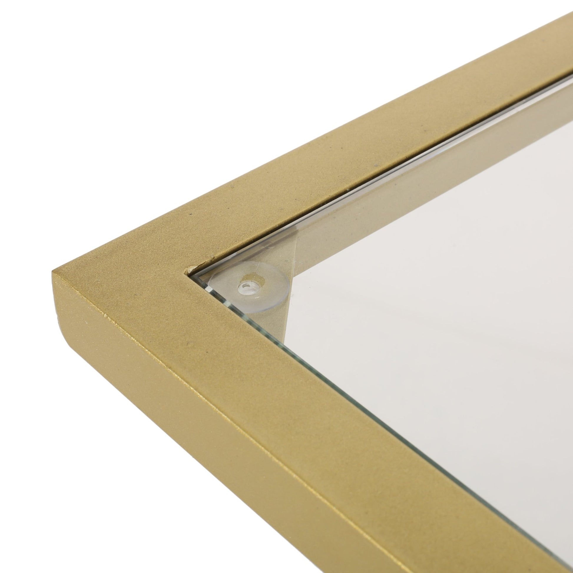 Modern Glam C - Shaped End Table with Tempered Glass Top in Gold Iron Frame - 1st Choice Furniture Direct