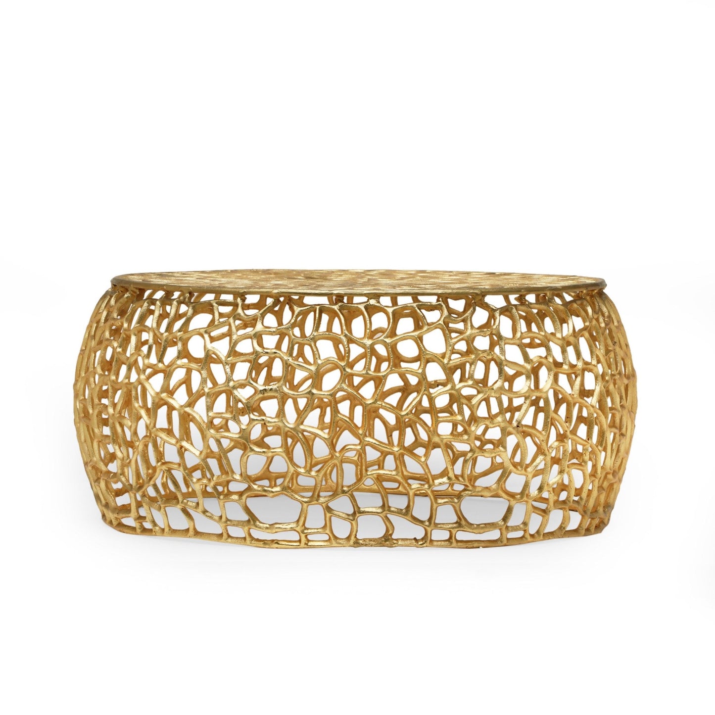 Modern Glam Mesh Coffee Table with Gold Accents and Aluminum Frame,27.50 x 27.50 x 12.50 - 1st Choice Furniture Direct