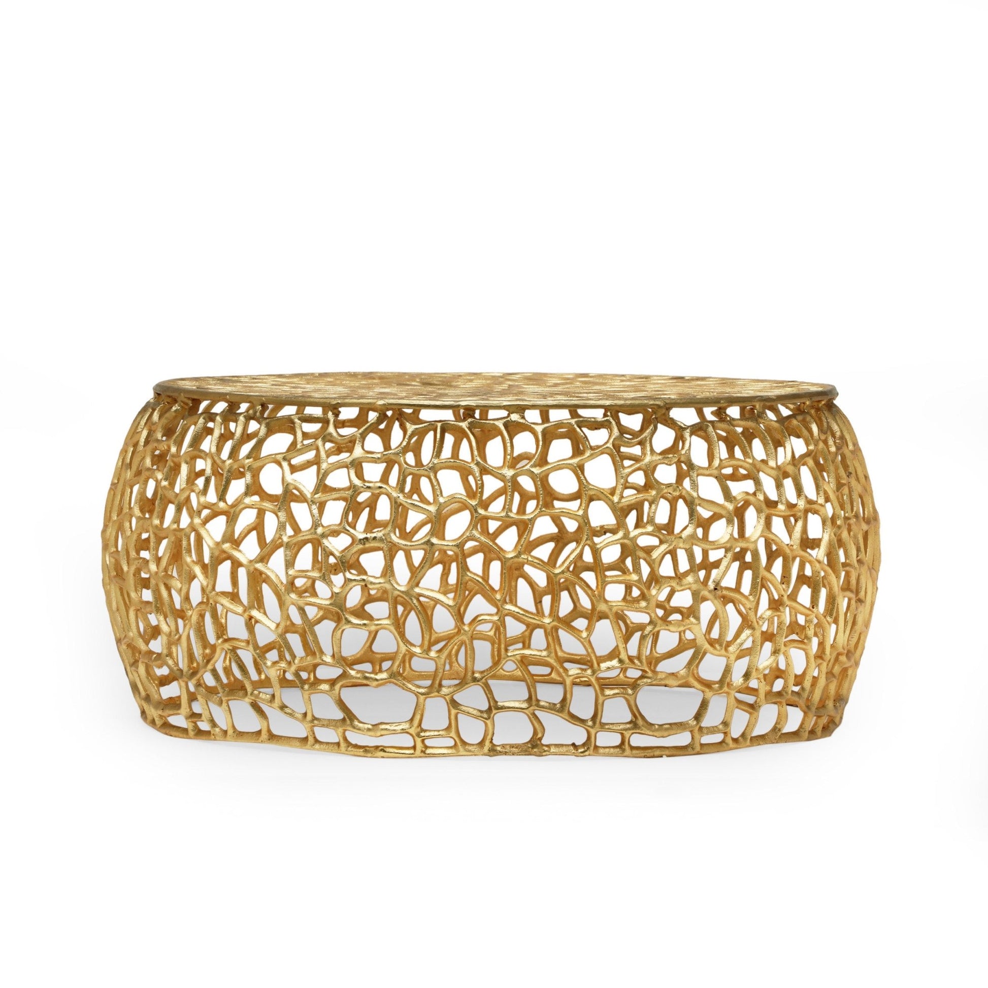 Modern Glam Mesh Coffee Table with Gold Accents and Aluminum Frame,27.50 x 27.50 x 12.50 - 1st Choice Furniture Direct