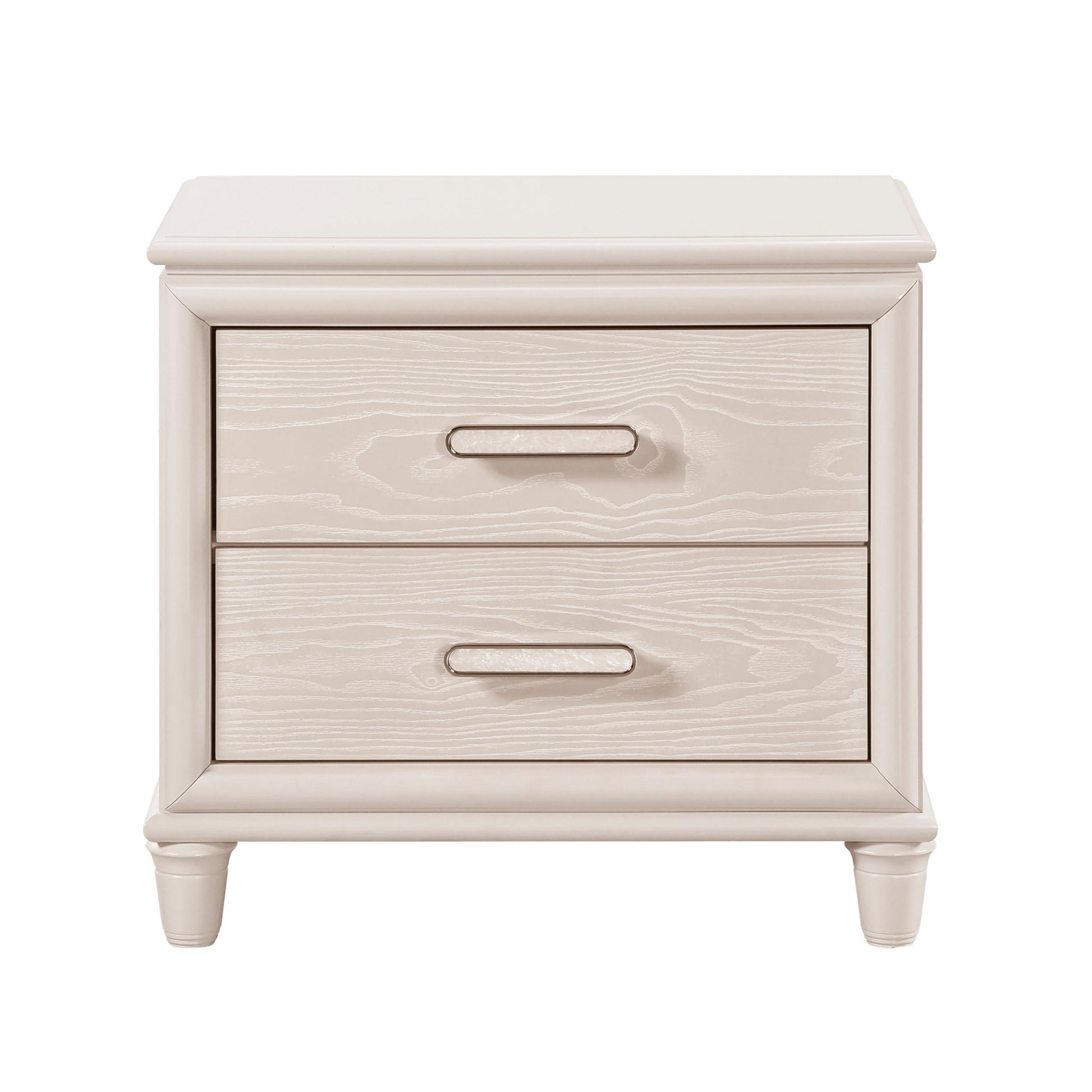 Modern Glam Style Two - Drawer Nightstand with USB ports Wooden Bedroom Furniture 1pc Bedside Cabinet - 1st Choice Furniture Direct