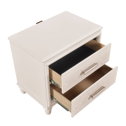 Modern Glam Style Two - Drawer Nightstand with USB ports Wooden Bedroom Furniture 1pc Bedside Cabinet - 1st Choice Furniture Direct