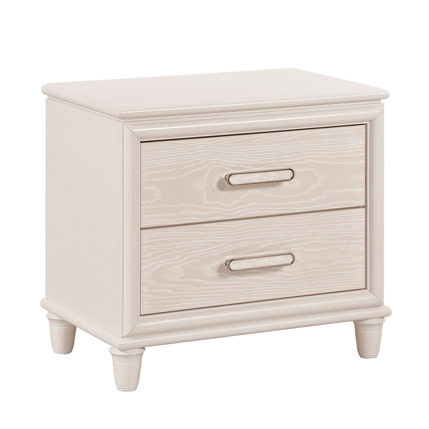 Modern Glam Style Two - Drawer Nightstand with USB ports Wooden Bedroom Furniture 1pc Bedside Cabinet - 1st Choice Furniture Direct