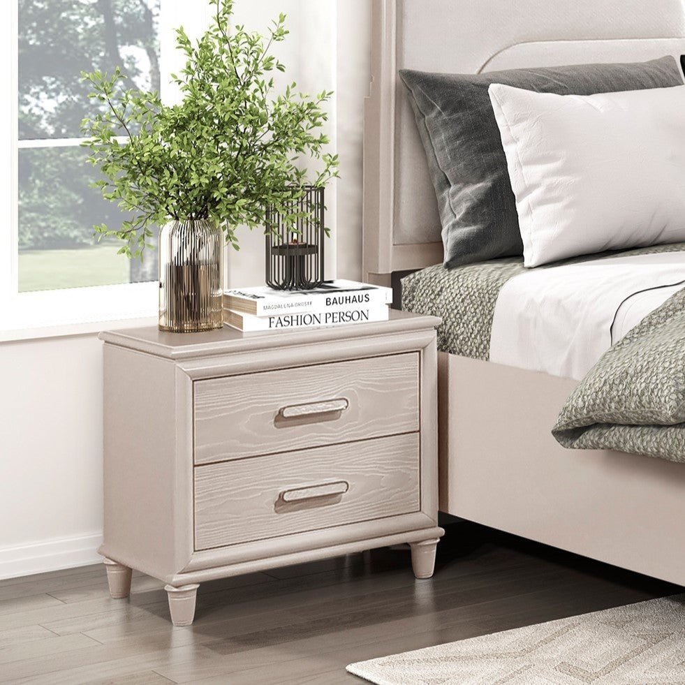 Modern Glam Style Two - Drawer Nightstand with USB ports Wooden Bedroom Furniture 1pc Bedside Cabinet - 1st Choice Furniture Direct