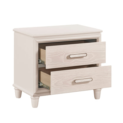 Modern Glam Style Two - Drawer Nightstand with USB ports Wooden Bedroom Furniture 1pc Bedside Cabinet - 1st Choice Furniture Direct