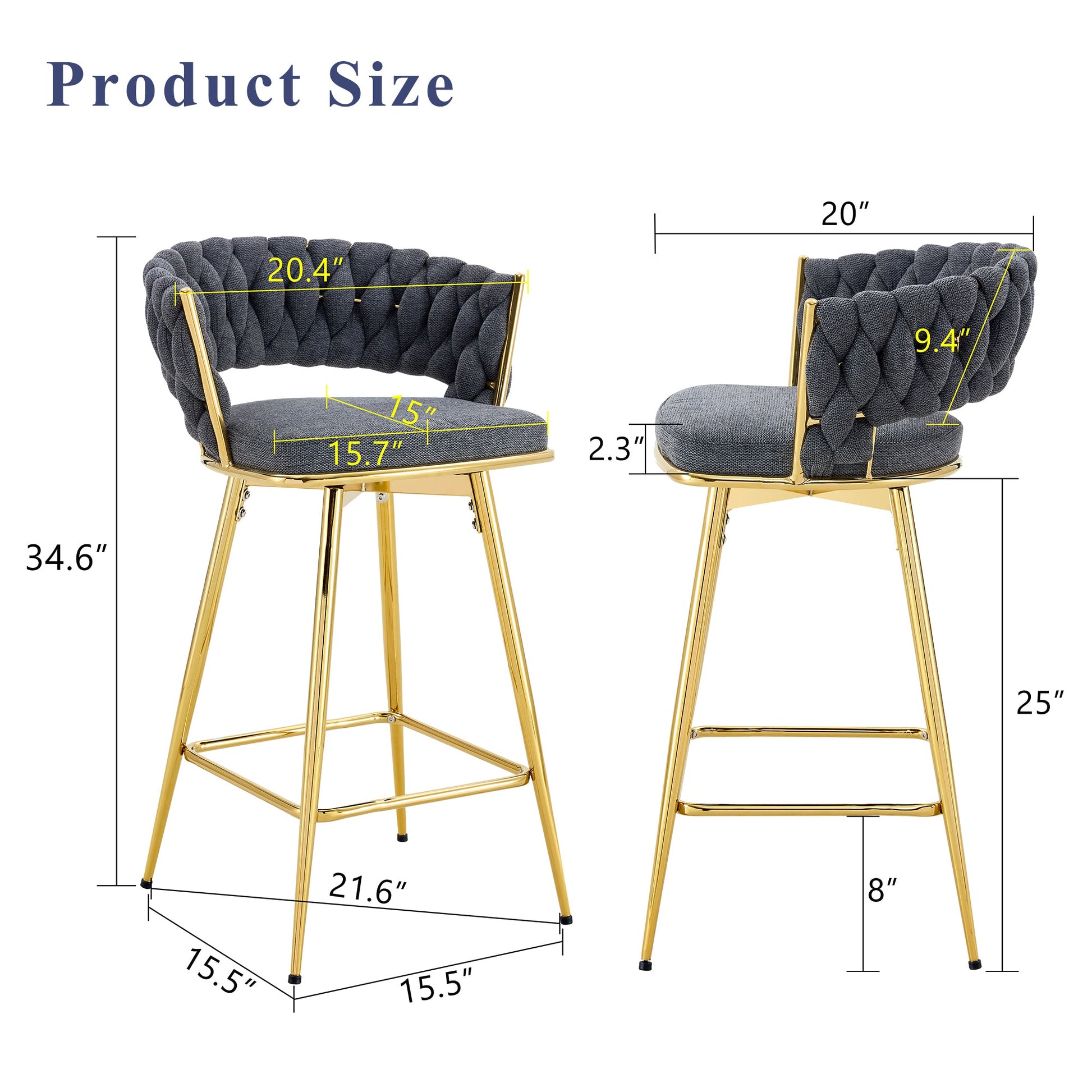 Modern Glass Bar Table Set for 2 with Swivel Bar Chairs – Dark Gray & Gold - 1st Choice Furniture Direct