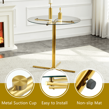 Modern Glass Bar Table Set for 2 with Swivel Bar Chairs – Dark Gray & Gold - 1st Choice Furniture Direct