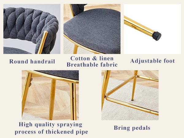 Modern Glass Bar Table Set for 2 with Swivel Bar Chairs – Dark Gray & Gold - 1st Choice Furniture Direct