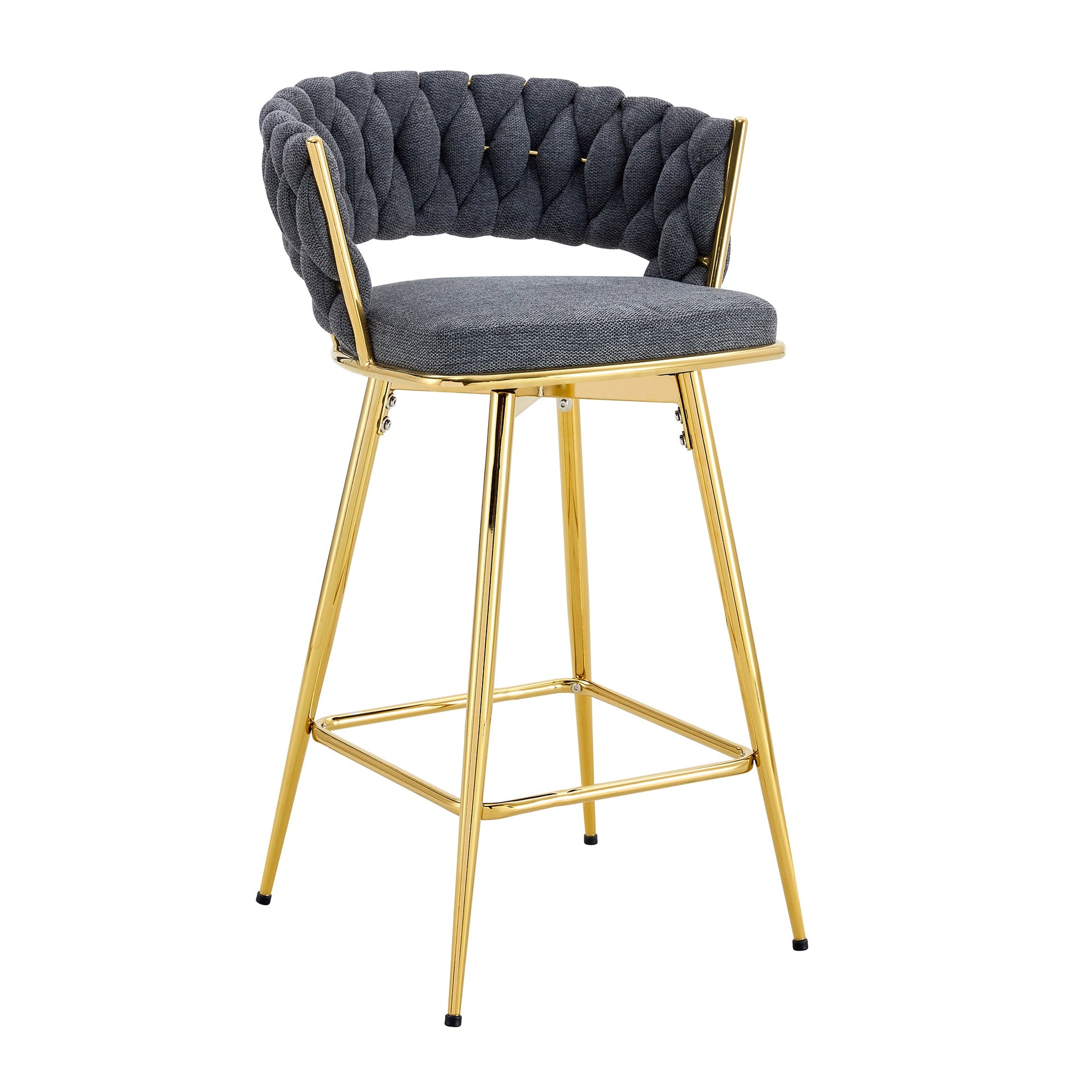 Modern Glass Bar Table Set for 2 with Swivel Bar Chairs – Dark Gray & Gold - 1st Choice Furniture Direct