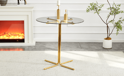 Modern Glass Bar Table Set for 2 with Swivel Bar Chairs – Dark Gray & Gold - 1st Choice Furniture Direct