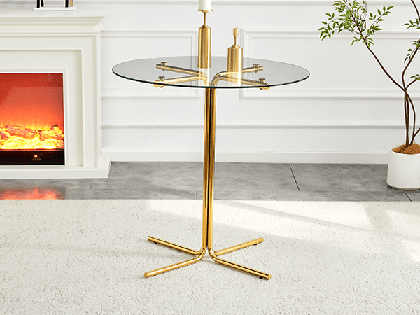 Modern Glass Bar Table Set for 2 with Swivel Bar Chairs – Dark Gray & Gold - 1st Choice Furniture Direct