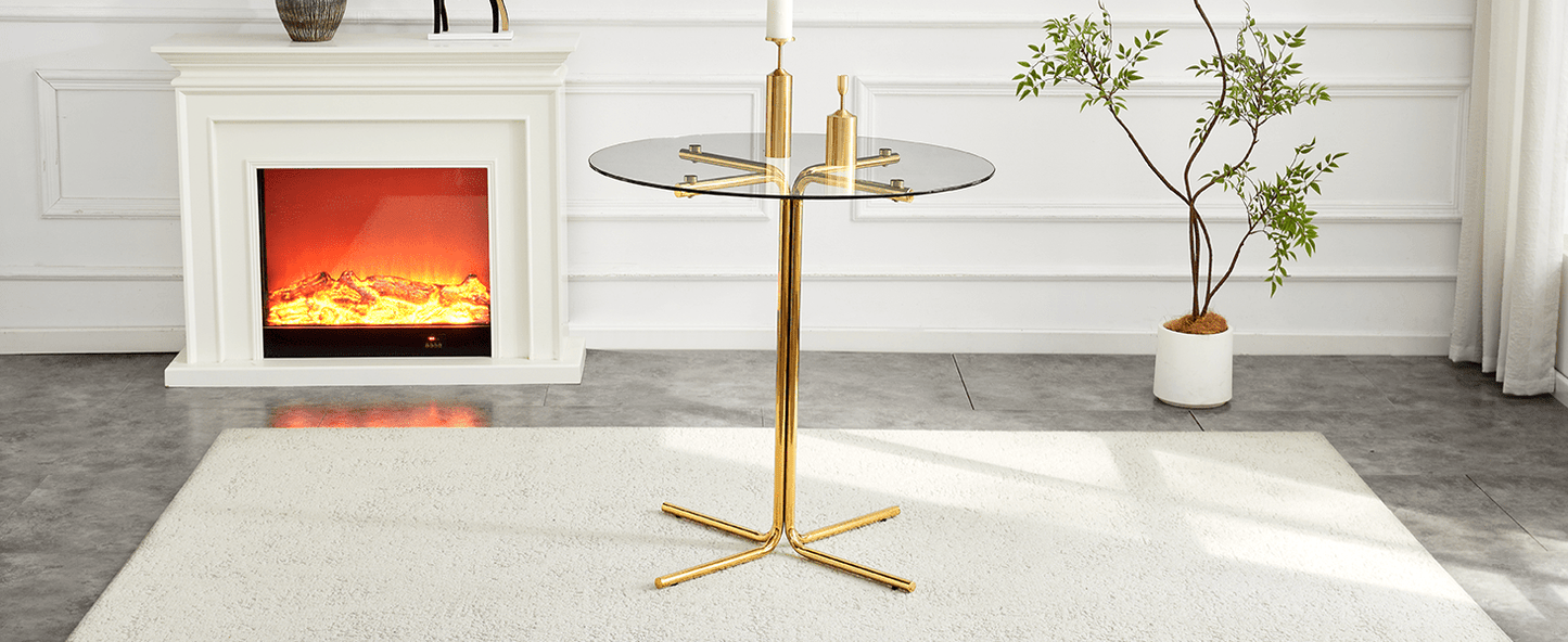 Modern Glass Bar Table Set for 2 with Swivel Bar Chairs – Dark Gray & Gold - 1st Choice Furniture Direct