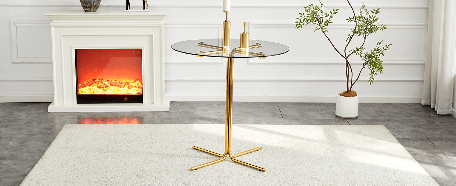 Modern Glass Bar Table Set for 2 with Swivel Bar Chairs – Dark Gray & Gold - 1st Choice Furniture Direct