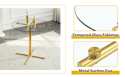 Modern Glass Bar Table Set for 2 with Swivel Bar Chairs – Dark Gray & Gold - 1st Choice Furniture Direct