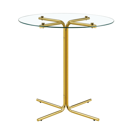 Modern Glass Bar Table Set for 2 with Swivel Bar Chairs – Dark Gray & Gold - 1st Choice Furniture Direct