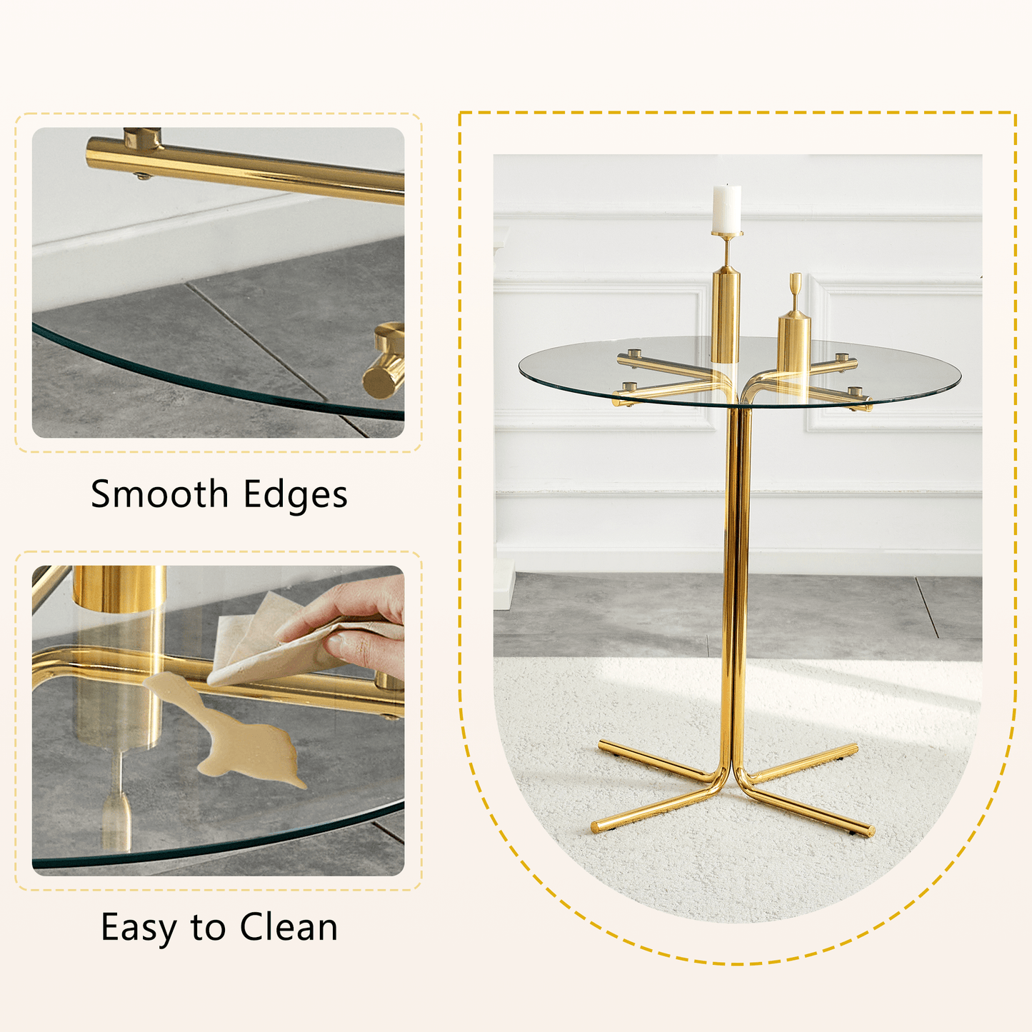 Modern Glass Bar Table Set for 2 with Swivel Bar Chairs – Dark Gray & Gold - 1st Choice Furniture Direct