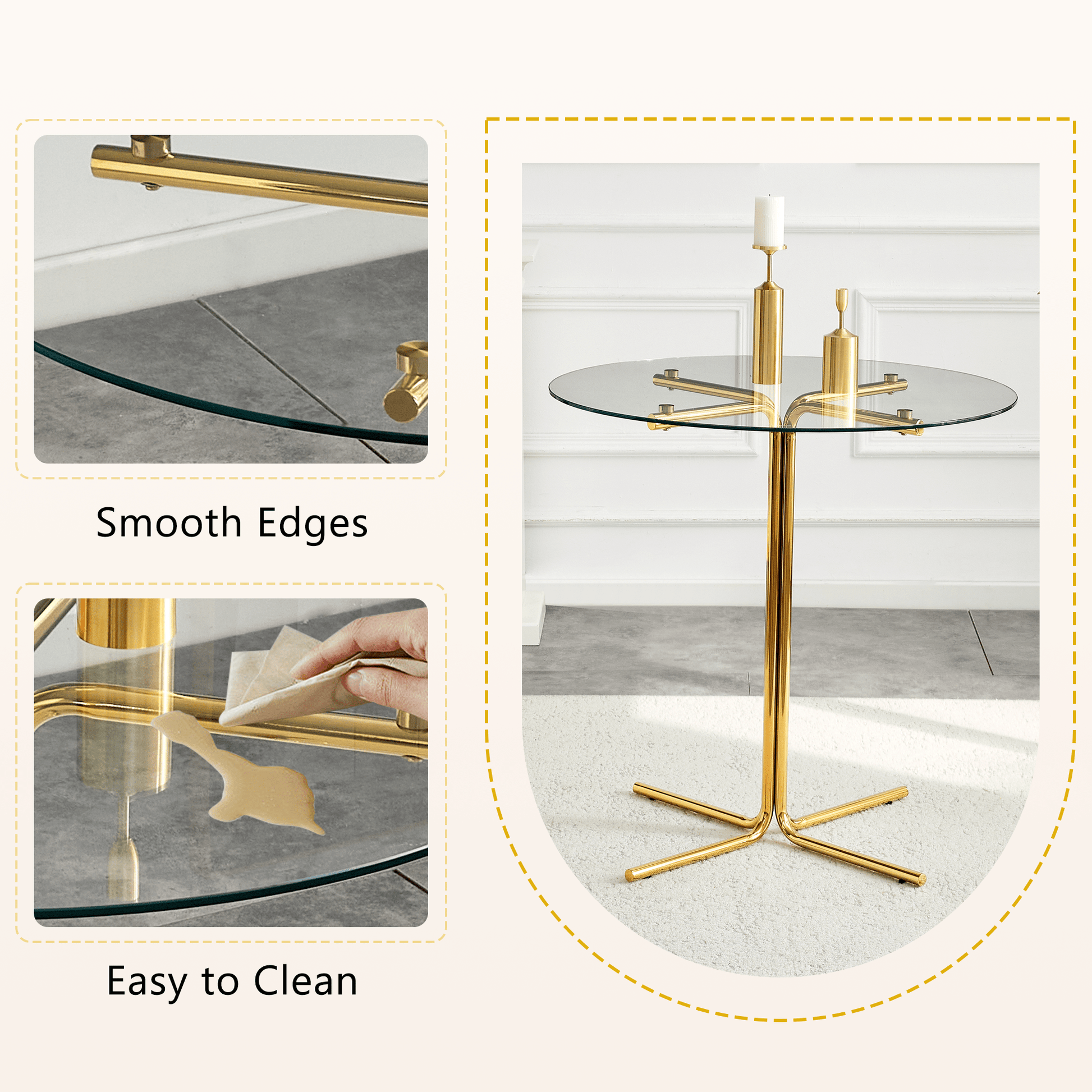 Modern Glass Bar Table Set for 2 with Swivel Bar Chairs – Dark Gray & Gold - 1st Choice Furniture Direct