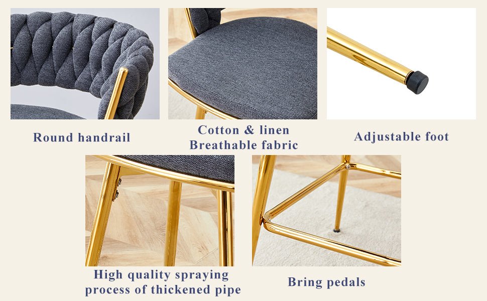Modern Glass Bar Table Set for 2 with Swivel Bar Chairs – Dark Gray & Gold - 1st Choice Furniture Direct