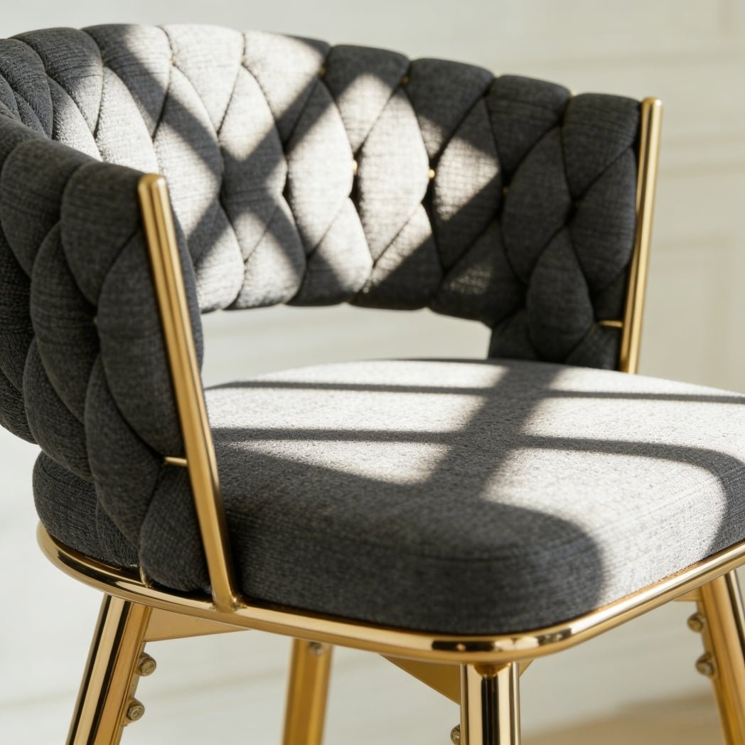 Modern Glass Bar Table Set for 2 with Swivel Bar Chairs – Dark Gray & Gold - 1st Choice Furniture Direct