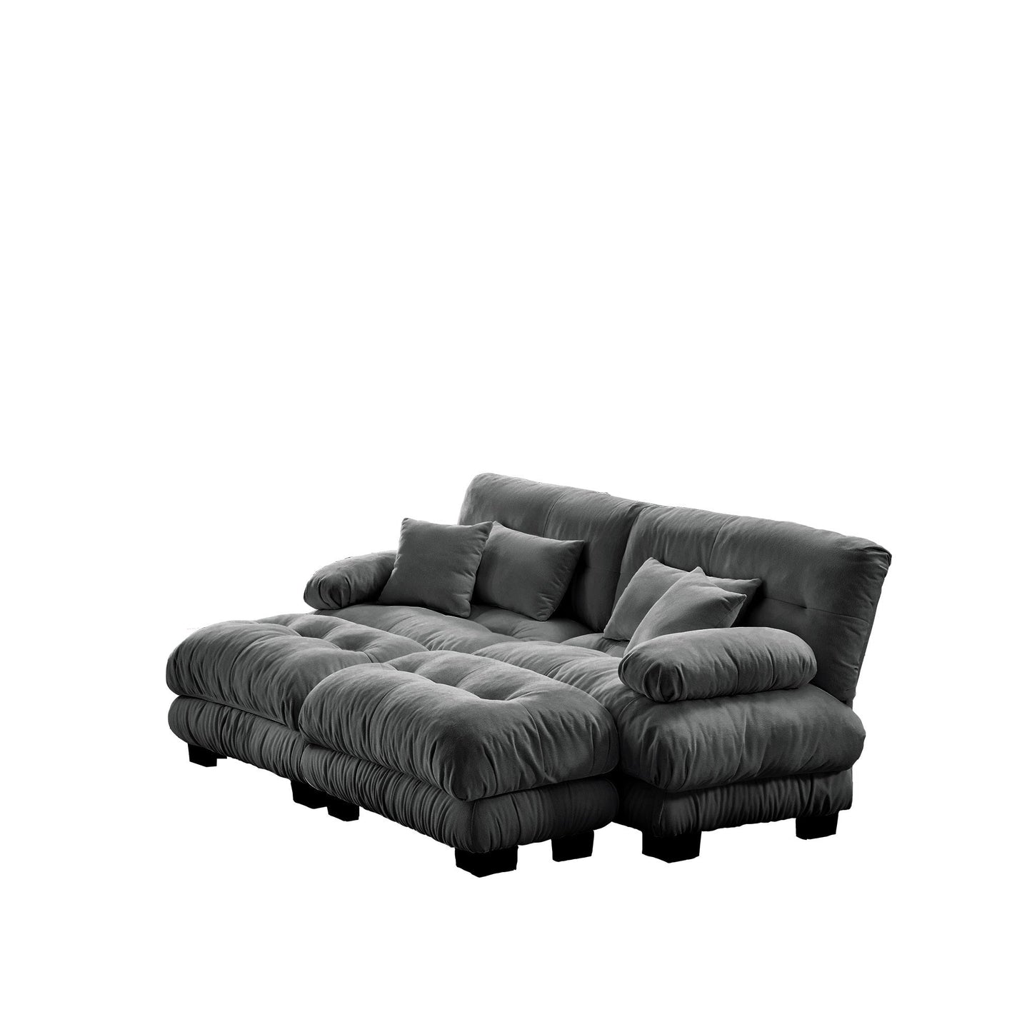 Modern Gray Chenille 2 - Seater Sofa with Bolster Armrests, Deep Seat Cloud Cushion Couch, Living Room Furniture - 1st Choice Furniture Direct