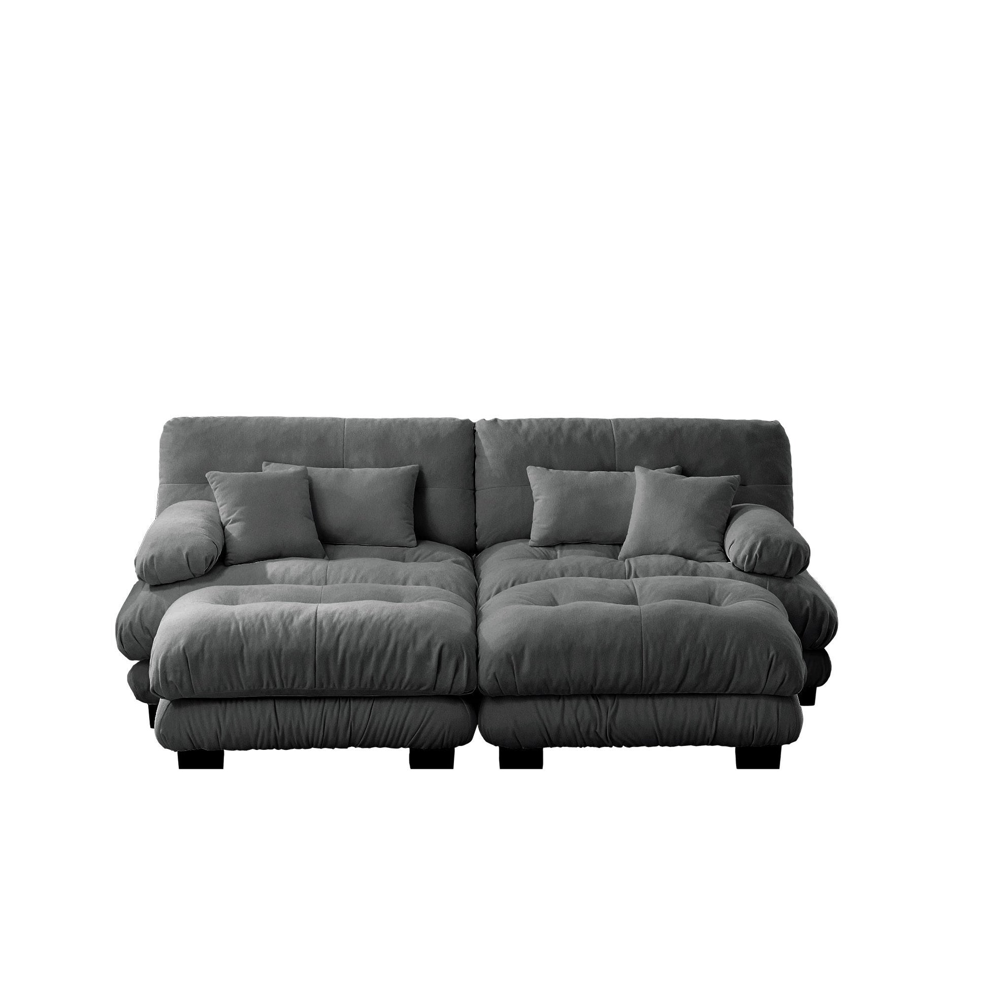 Modern Gray Chenille 2 - Seater Sofa with Bolster Armrests, Deep Seat Cloud Cushion Couch, Living Room Furniture - 1st Choice Furniture Direct