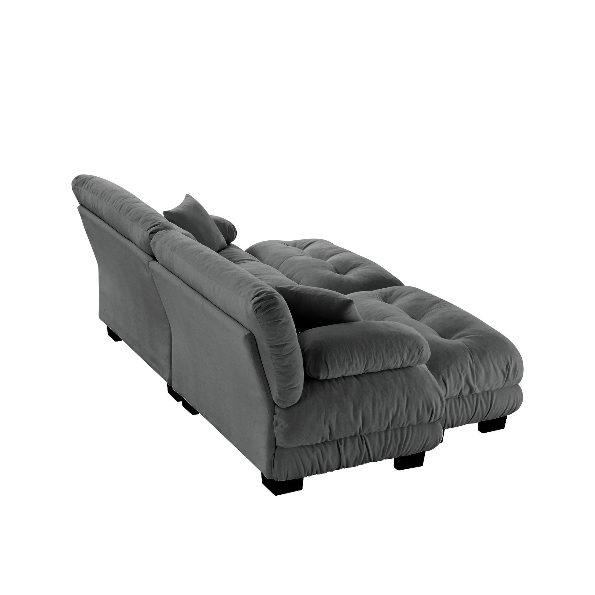 Modern Gray Chenille 2 - Seater Sofa with Bolster Armrests, Deep Seat Cloud Cushion Couch, Living Room Furniture - 1st Choice Furniture Direct