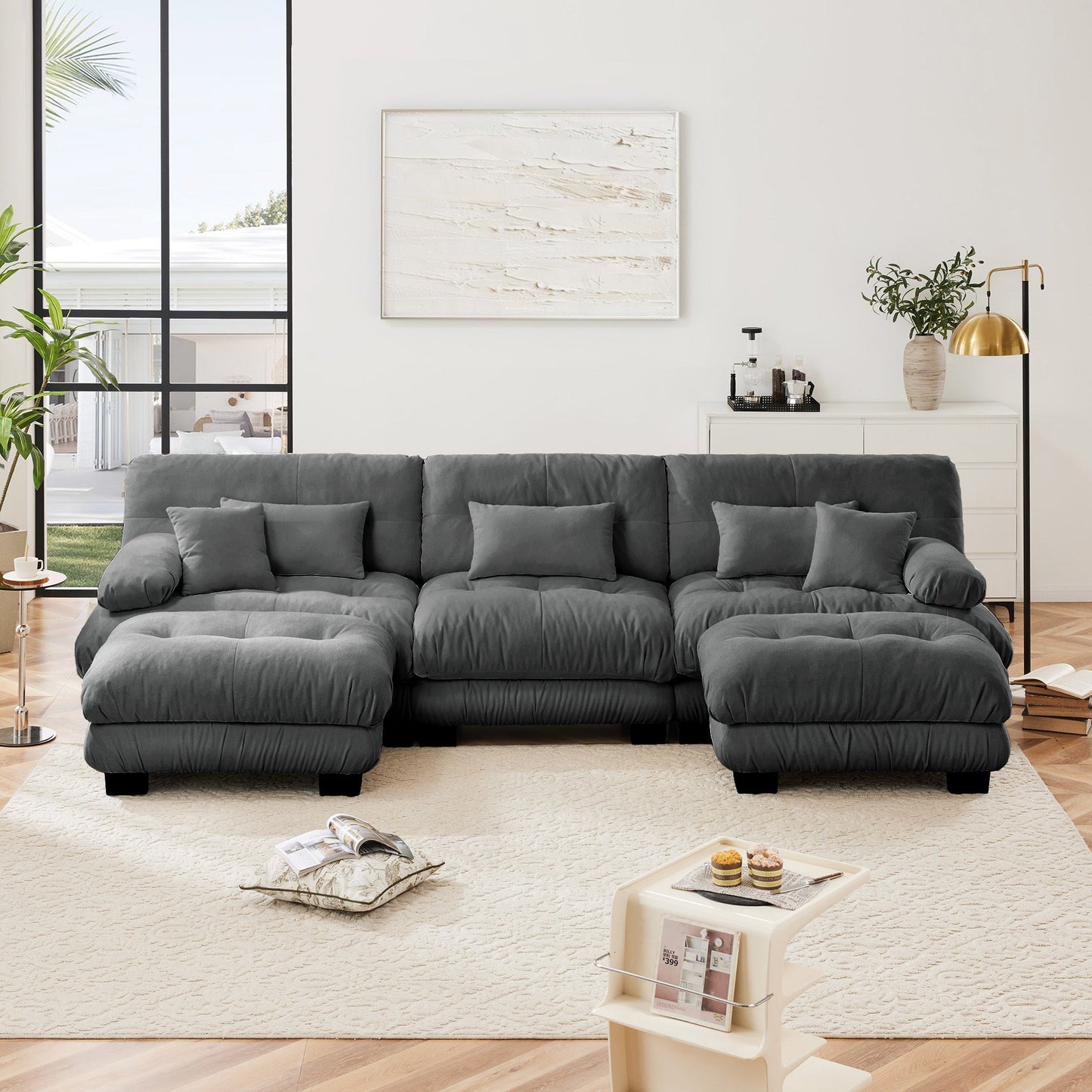 Modern Gray Chenille Cloud Sofa 3 Seater Couch - 1st Choice Furniture Direct