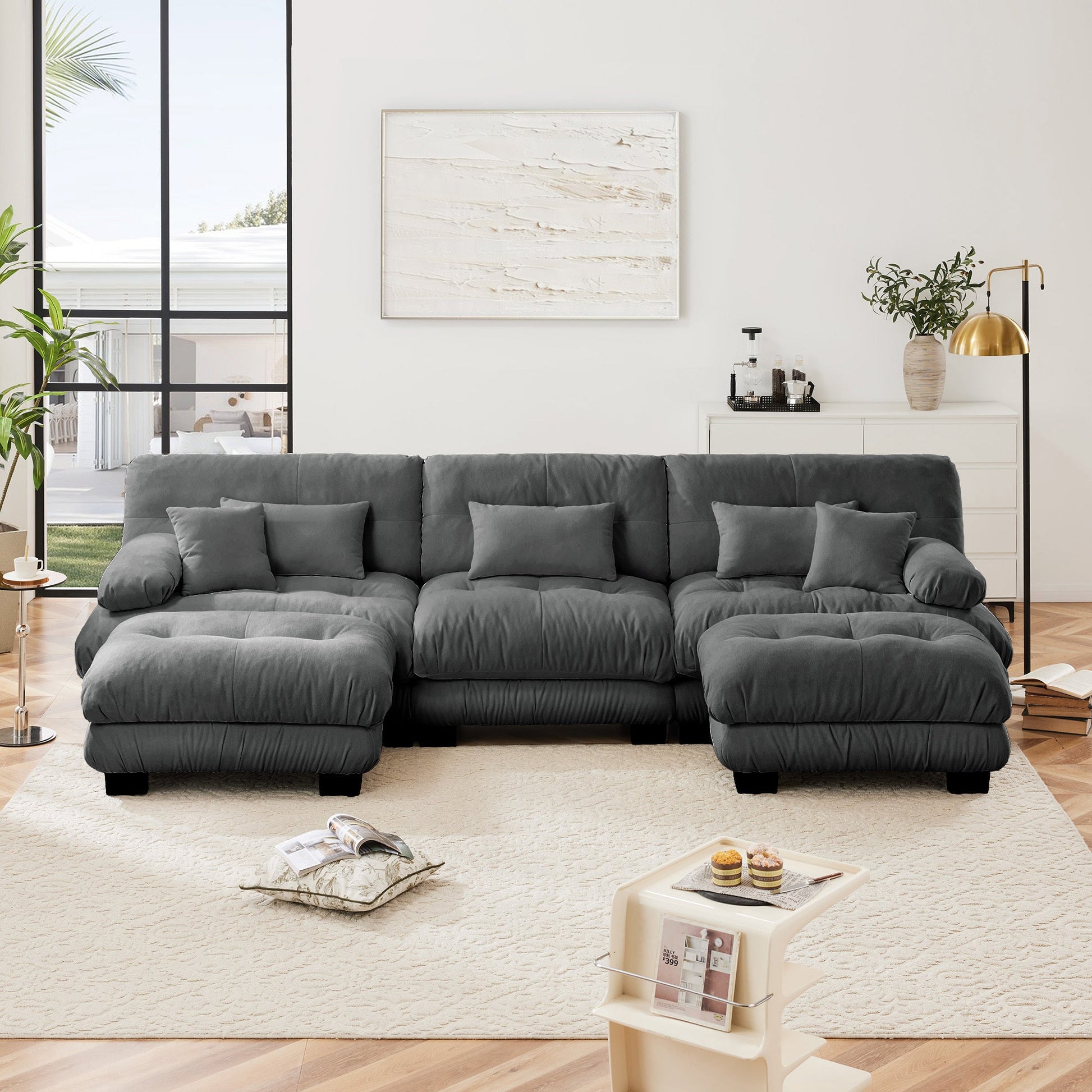 Modern Gray Chenille Cloud Sofa 3 Seater Couch - 1st Choice Furniture Direct