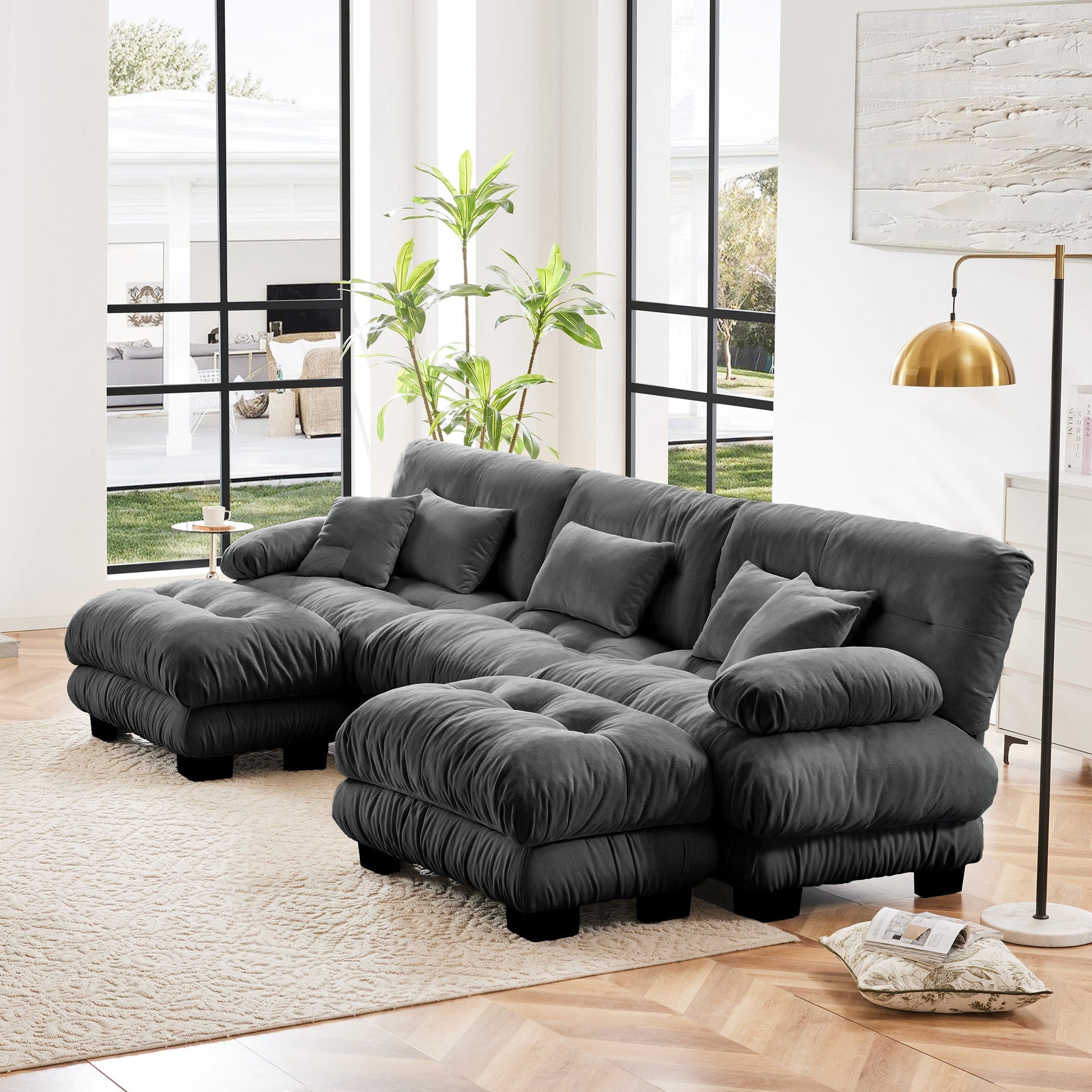 Modern Gray Chenille Cloud Sofa 3 Seater Couch - 1st Choice Furniture Direct