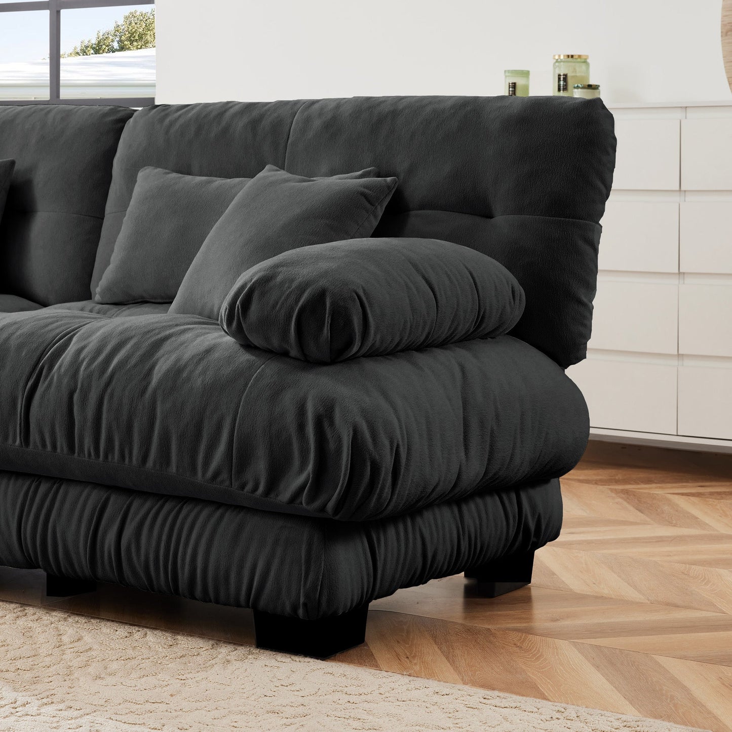 Modern Gray Chenille Cloud Sofa 3 Seater Couch - 1st Choice Furniture Direct