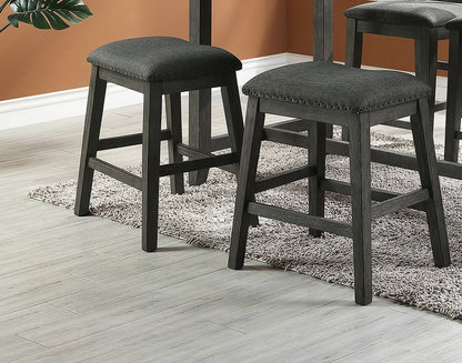 Modern Gray Finish 5pc Counter Height High Dining Table w Storage Shelves High Chairs And Stools Wooden Kitchen Breakfast Table Dining Room Furniture - 1st Choice Furniture Direct