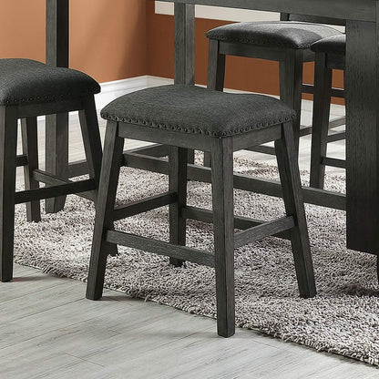 Modern Gray Finish 5pc Counter Height High Dining Table w Storage Shelves High Chairs And Stools Wooden Kitchen Breakfast Table Dining Room Furniture - 1st Choice Furniture Direct
