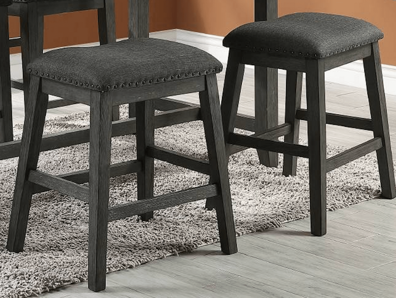Modern Gray Finish 5pc Counter Height High Dining Table w Storage Shelves High Chairs And Stools Wooden Kitchen Breakfast Table Dining Room Furniture - 1st Choice Furniture Direct