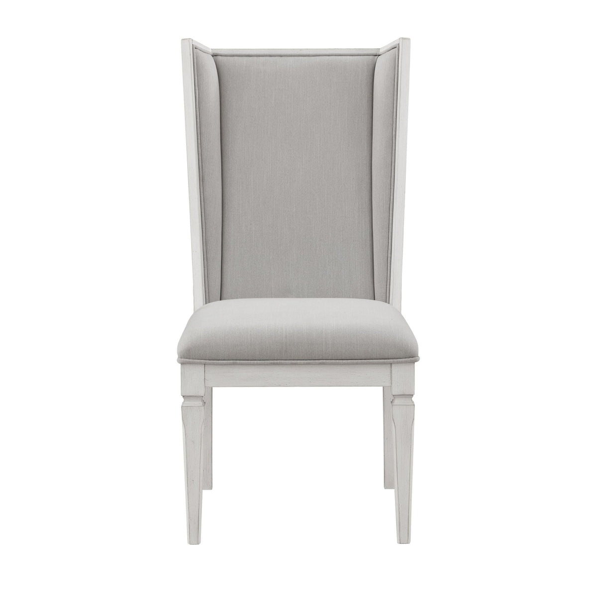 Modern Gray Linen Dining Side Chair with White Wood Frame - 1st Choice Furniture Direct