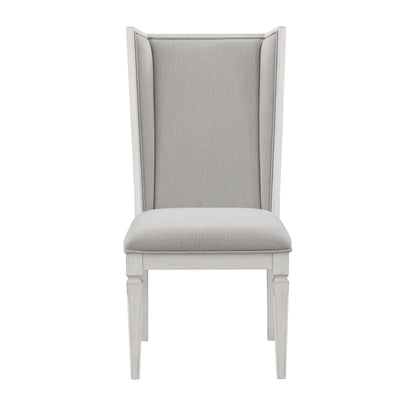 Modern Gray Linen Dining Side Chair with White Wood Frame - 1st Choice Furniture Direct