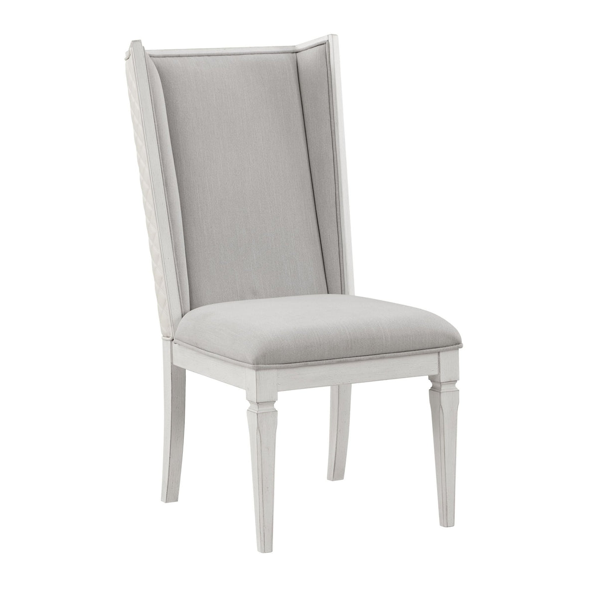 Modern Gray Linen Dining Side Chair with White Wood Frame - 1st Choice Furniture Direct
