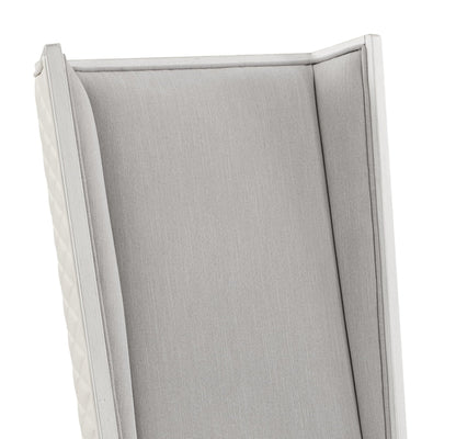 Modern Gray Linen Dining Side Chair with White Wood Frame - 1st Choice Furniture Direct