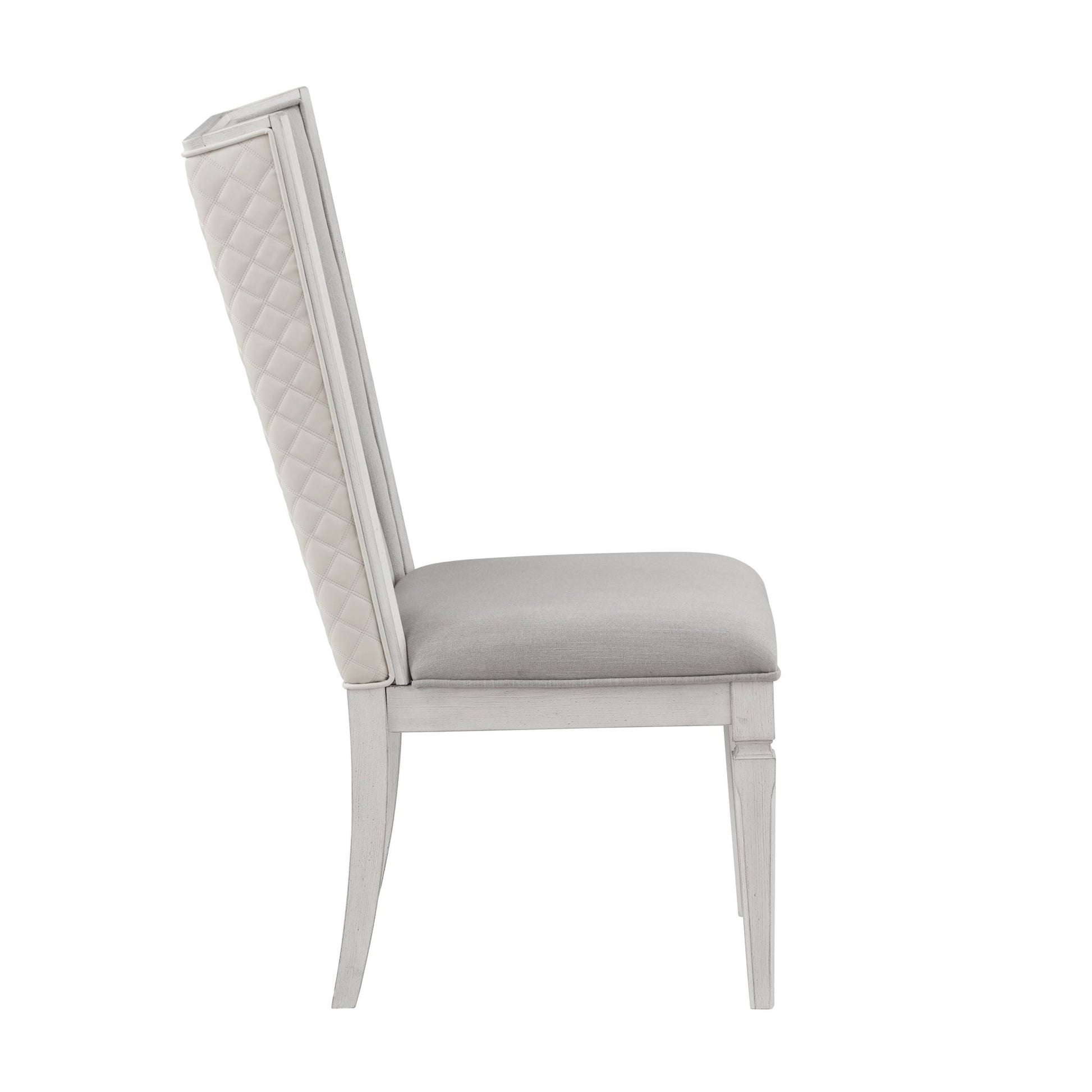 Modern Gray Linen Dining Side Chair with White Wood Frame - 1st Choice Furniture Direct