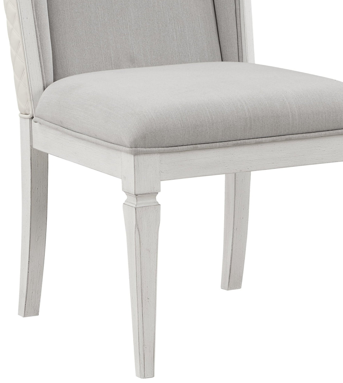 Modern Gray Linen Dining Side Chair with White Wood Frame - 1st Choice Furniture Direct
