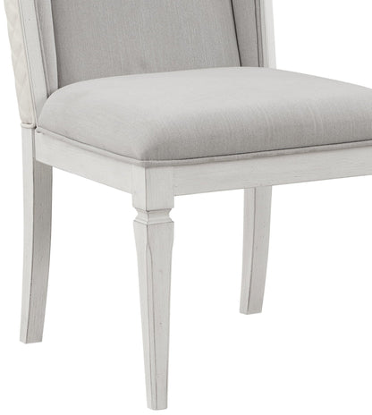 Modern Gray Linen Dining Side Chair with White Wood Frame - 1st Choice Furniture Direct