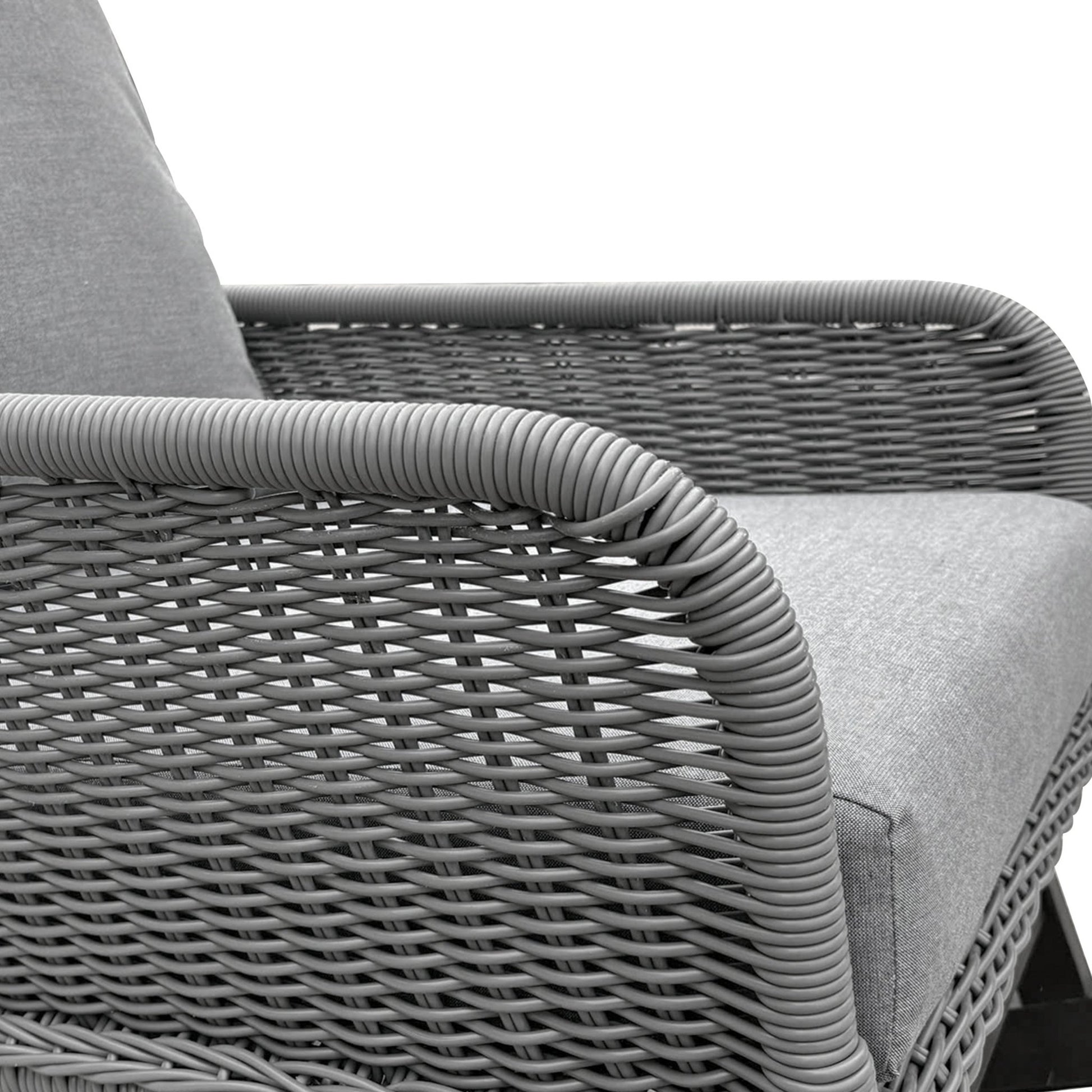 Modern Gray Wicker Rocking Chair – Indoor Outdoor PE Rattan Patio Rocker with Cushions - 1st Choice Furniture Direct