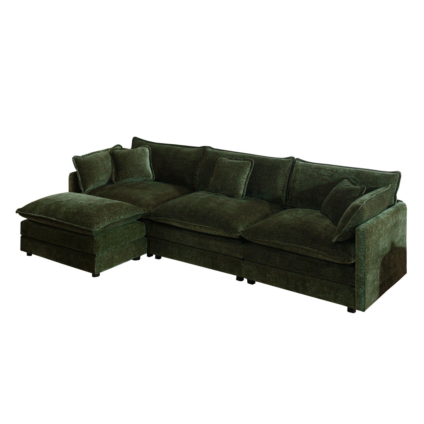 Modern Green Chenille Modular Sofa – 3 Seater Sectional Couch - 1st Choice Furniture Direct