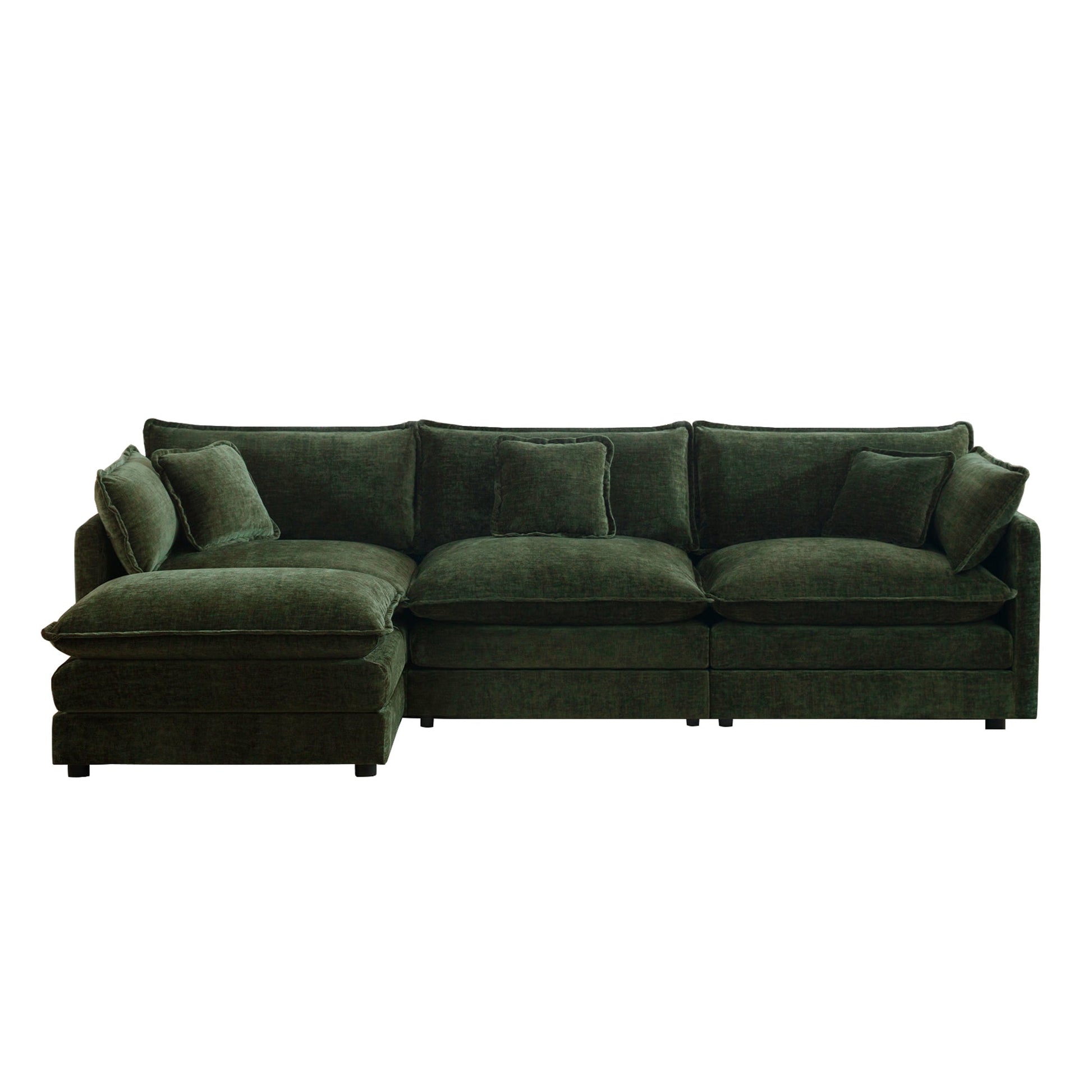 Modern Green Chenille Modular Sofa – 3 Seater Sectional Couch - 1st Choice Furniture Direct