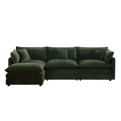Modern Green Chenille Modular Sofa – 3 Seater Sectional Couch - 1st Choice Furniture Direct