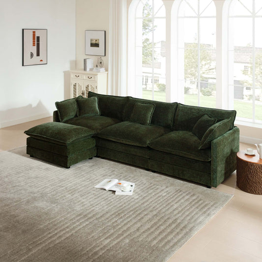Modern Green Chenille Modular Sofa – 3 Seater Sectional Couch - 1st Choice Furniture Direct