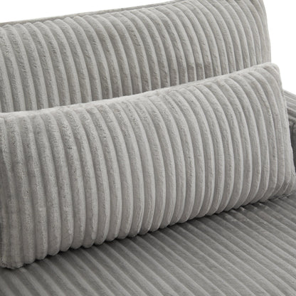 Modern Grey Corduroy Loveseat Sofa with Four Pillows, Upholstered 80.3' Couch for Living Room, Plywood and Pine Frame - 1st Choice Furniture Direct