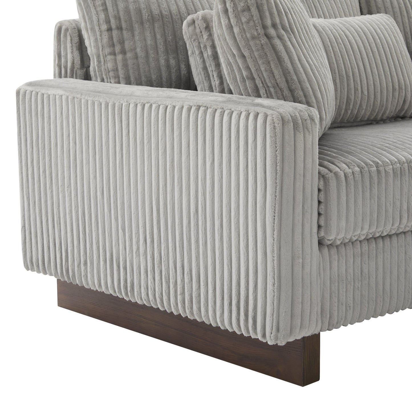 Modern Grey Corduroy Loveseat Sofa with Four Pillows, Upholstered 80.3' Couch for Living Room, Plywood and Pine Frame - 1st Choice Furniture Direct