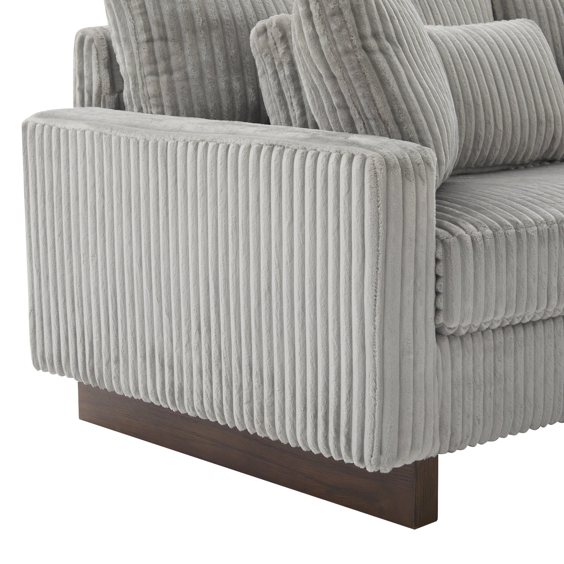 Modern Grey Corduroy Loveseat Sofa with Four Pillows, Upholstered 80.3' Couch for Living Room, Plywood and Pine Frame - 1st Choice Furniture Direct