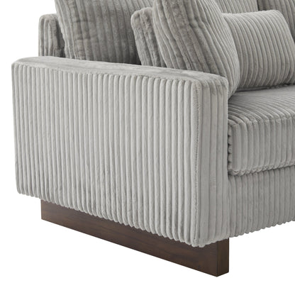 Modern Grey Corduroy Loveseat Sofa with Four Pillows, Upholstered 80.3' Couch for Living Room, Plywood and Pine Frame - 1st Choice Furniture Direct