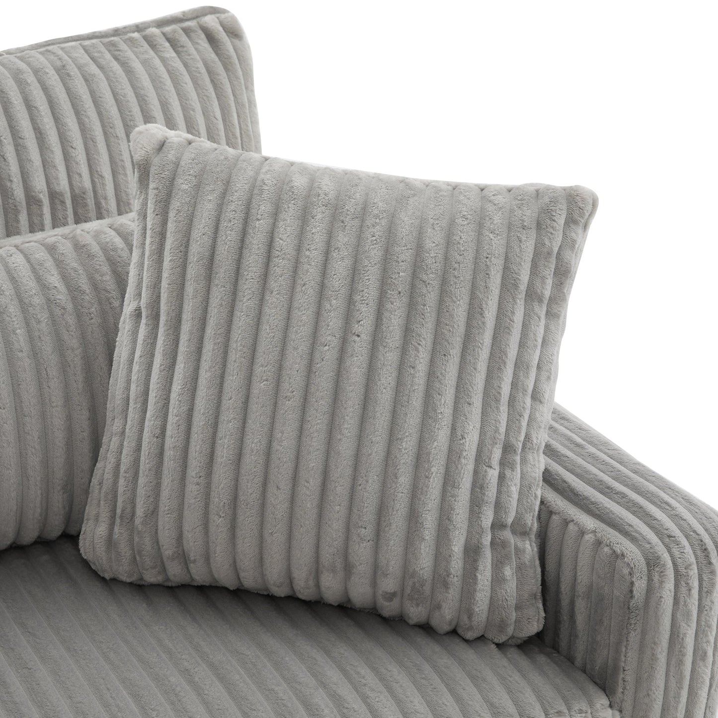Modern Grey Corduroy Loveseat Sofa with Four Pillows, Upholstered 80.3' Couch for Living Room, Plywood and Pine Frame - 1st Choice Furniture Direct