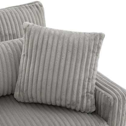 Modern Grey Corduroy Loveseat Sofa with Four Pillows, Upholstered 80.3' Couch for Living Room, Plywood and Pine Frame - 1st Choice Furniture Direct